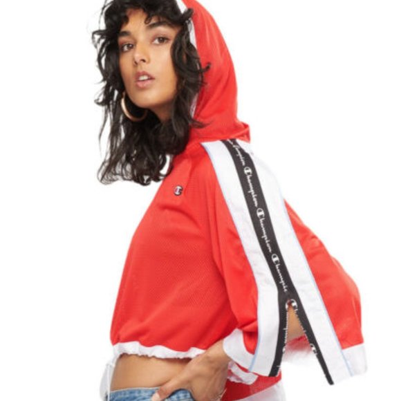 Champion Women's Cropped Mesh Top RED - Picture 3 of 12